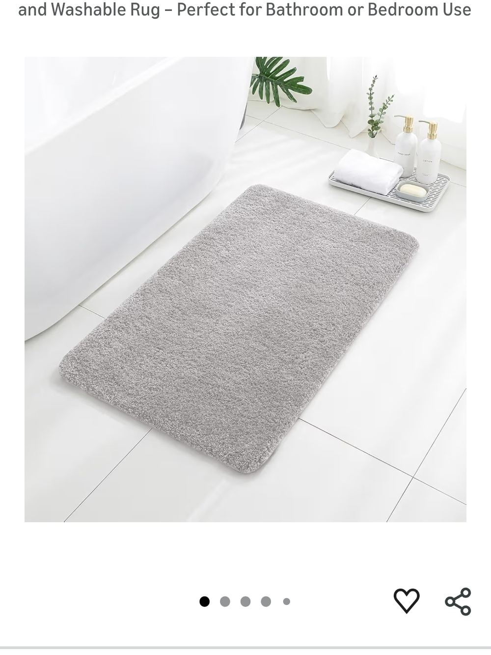 Plush Gray Bath Mat – Soft Absorbent Bathroom Rug